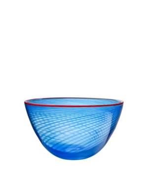 Kosta Boda Red Rim Small Bowl In Blue