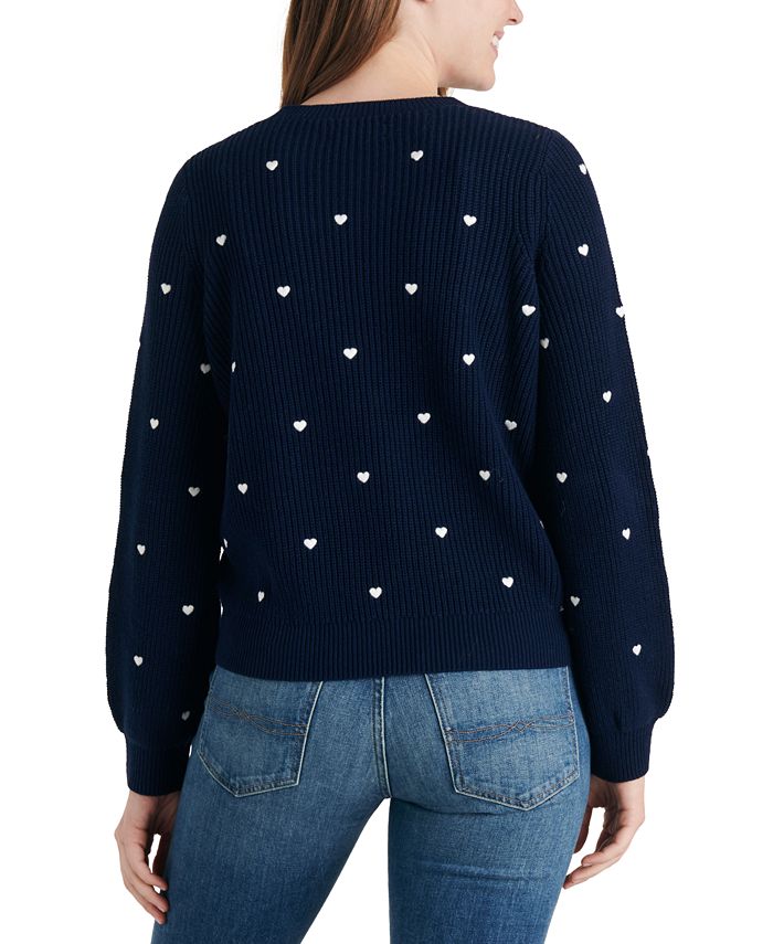 Lucky Brand Embroidered Heart Ribbed Sweater Macy's