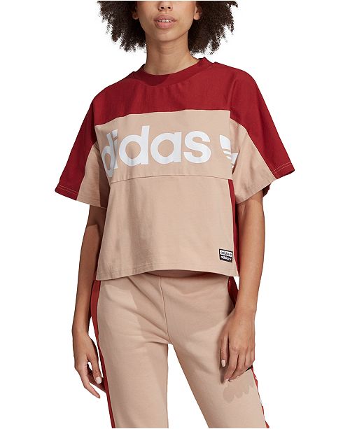 Adidas Adidas Women S Cotton Logo Colorblocked Relaxed T Shirt