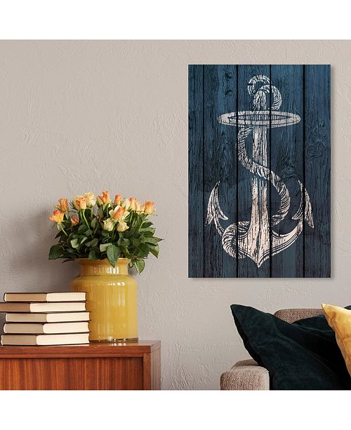 Oliver Gal Blue Weathered Anchor Canvas Art 24 X 16 X 1 5