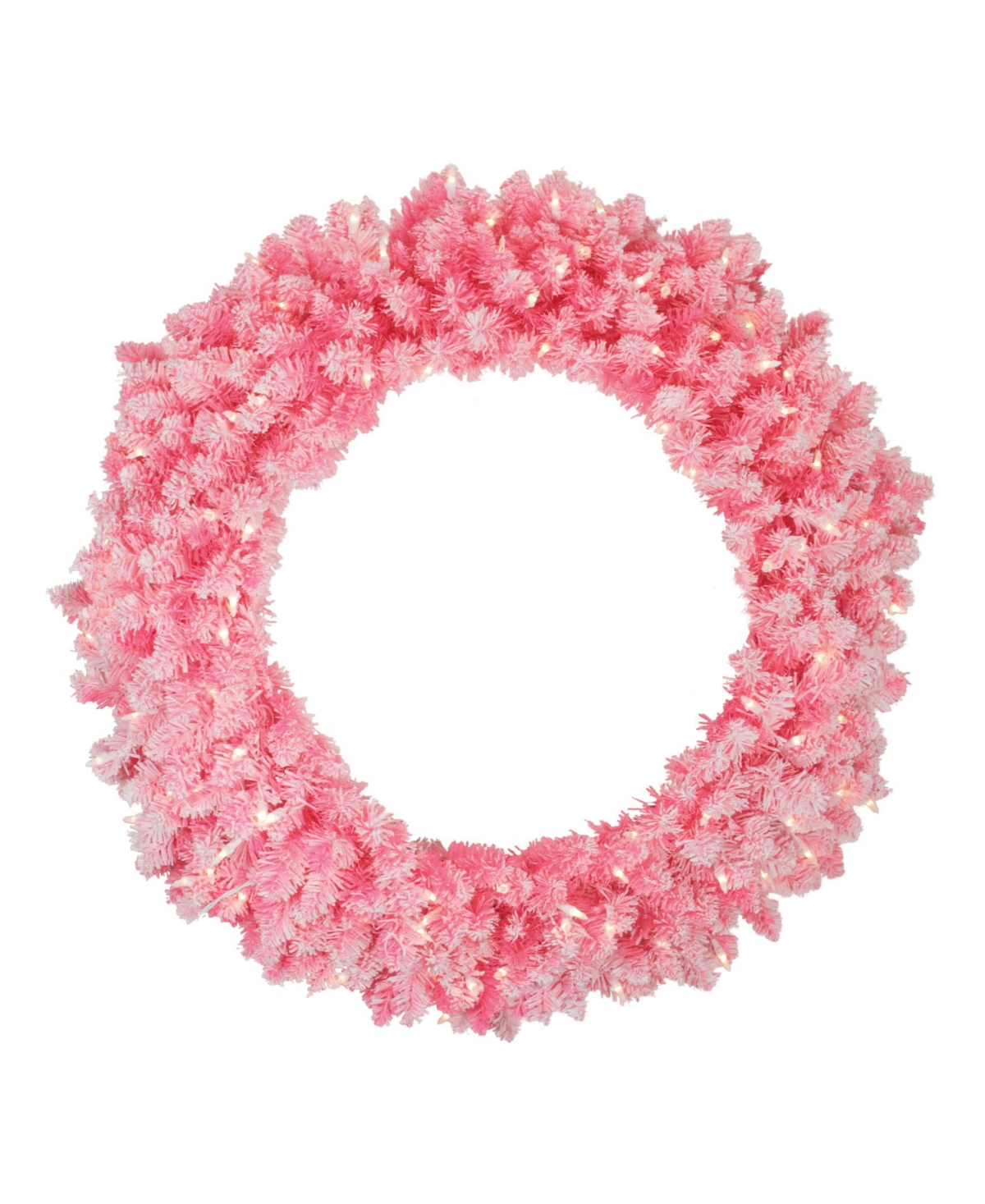 Northlight Pre-Lit FlockedArtificial Christmas Wreath - 36 Inch Clear Lights - Pink