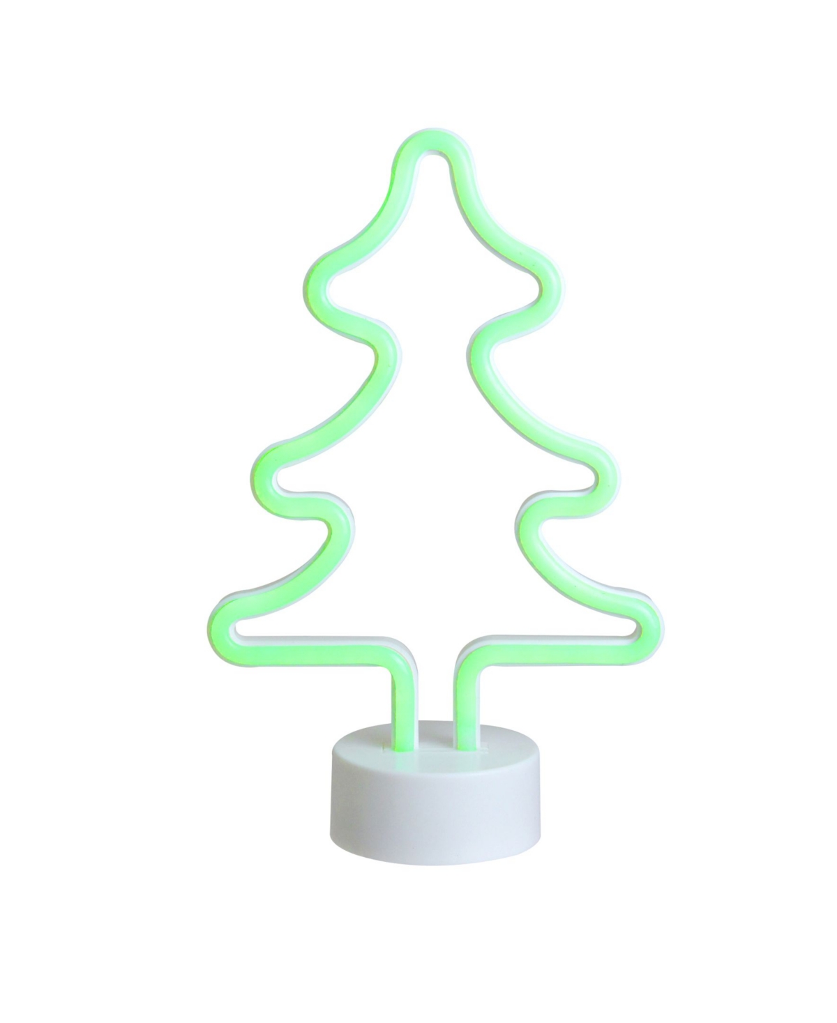 11" Battery Operated Neon Style Led Green Christmas Tree Table Light - Green