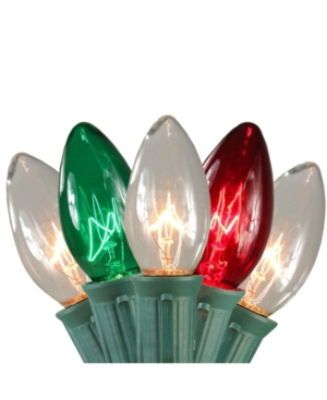 Northlight Set Of 15 Red Clear And Green C9 Christmas Pathway Marker Decorations -14 Ft Green Wire In Red