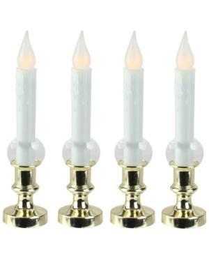 Northlight Set Of 4 Led Flickering Window Christmas Candle Lamp With Timer 8.5" In White