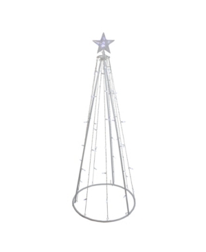 Northlight 5' Pure White Led Lighted Cone Tree Outdoor Christmas Decoration In Clear