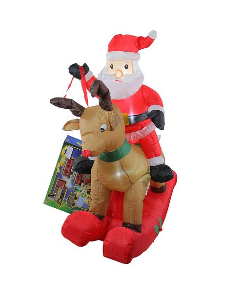 Northlight 4 75 Inflatable Rocking Reindeer Santa Lighted