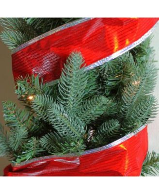 Shimmery Red and Silver Horizontal Wired Christmas Craft Ribbon 2.5" x 10 Yards