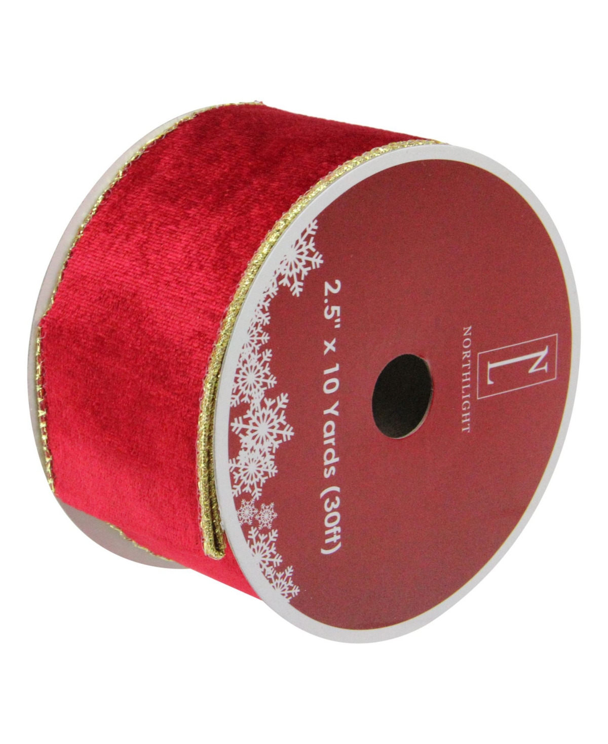 Solid Bright Red Wired Christmas Craft Ribbon 2.5" x 10 Yards - Gold