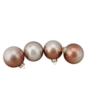 Northlight Kids' 4ct Shiny Brown And Silver Hand Blown Christmas Glass Ball Ornaments 3.25" 80mm