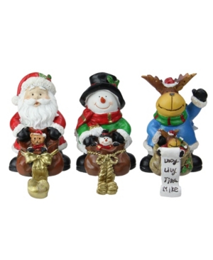 Northlight Set Of 3 Santa Snowman And Reindeer With Gift Sacks Christmas Stocking Holders 6.5" In White