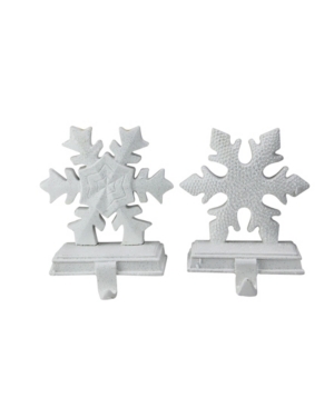 Northlight Set Of 2 White Snowflake Glittered Christmas Stocking Holder 9.5"