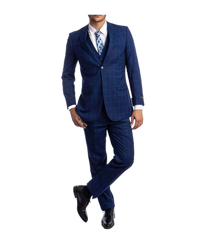 Tazio Men's Slim Fit 2-Button Blazer in Bronze Window Pane main image 1