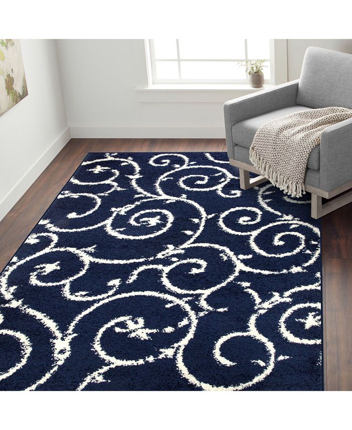 Main Street Rugs Bahia Shag Bas2323 Navy 5'3" x 7'3" Area Rug Macy's