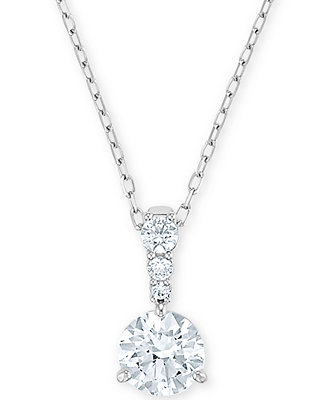hurken barrière warmte Swarovski Silver-Tone Crystal Solitaire Pendant Necklace, 14-7/8" + 2"  extender & Reviews - Necklaces - Jewelry & Watches - Macy's
