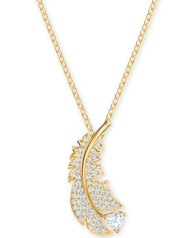Crystal feather necklace clearance