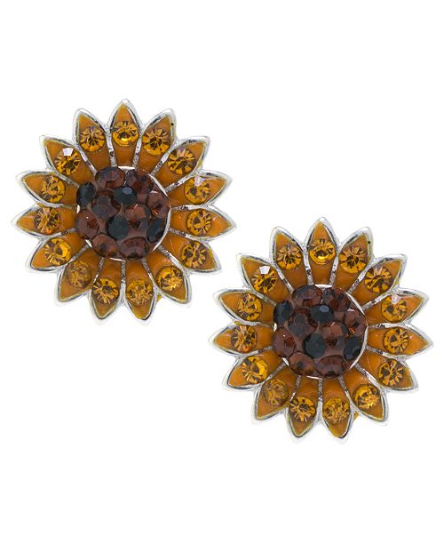 Macy's Sunflower Stud Earrings In Sterling Silver & Reviews Earrings