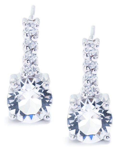Macy S Swarovski Crystal 6mm With Cubic Zirconia Bar Drop Earring