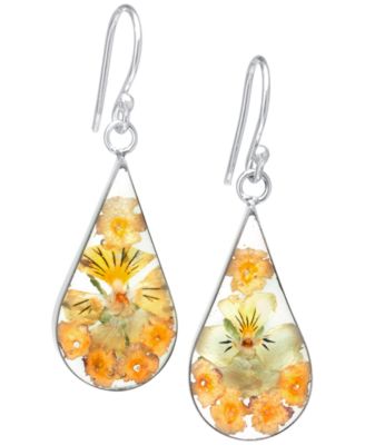 Macy's - Medium Teardrop Dried Flower Earrings in Sterling Silver. Available in Multi, Blue, Yellow or Purple