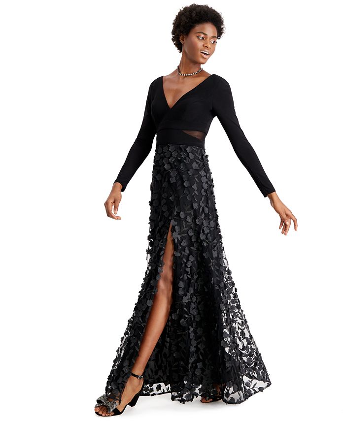 xscape raised floral gown