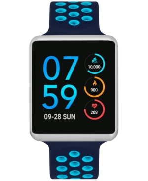 image of iTouch Unisex Air Navy & Turquoise Silicone Strap Touchscreen Smart Watch 41x35mm, A Special Edition