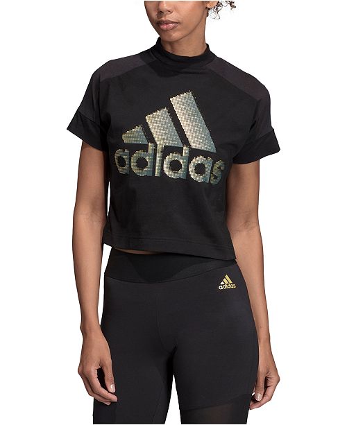 Adidas Women S Glam Logo Cropped T Shirt Reviews Macy S