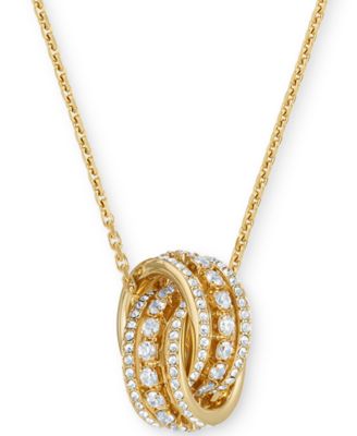 Swarovski - Gold-Tone Crystal Interlocking Loop Pendant Necklace, 16-1/2" + 2" extender