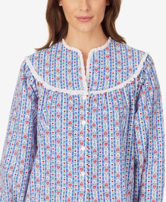 Cotton Lace-Trim Flannel Nightgown