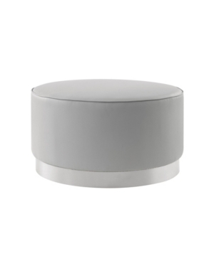 Nicole Miller Apoplline Upholstered Cocktail Ottoman With Metal Base In Gray