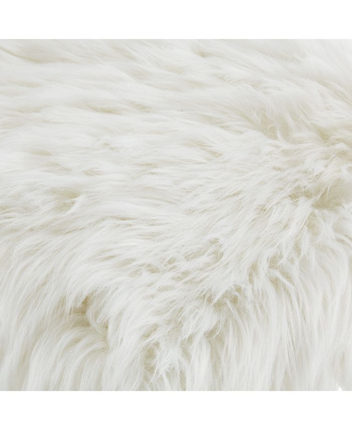 Inspired Home Aurora Faux Fur Ottoman with Metal XLeg Frame Macy's