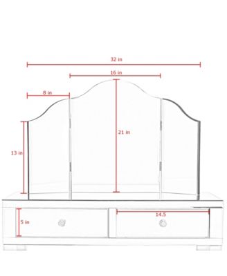 Inspired Home Juliet Mirrored Vanity Stool Trifold Mirror Set