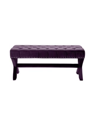 Louis Tufted Nailhead Bench with X-Legs