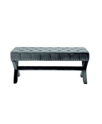 Louis Tufted Nailhead Bench with X-Legs