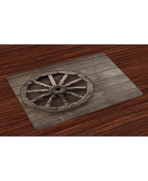Ambesonne Barn Wood Wagon Wheel Place Mats Set of 4