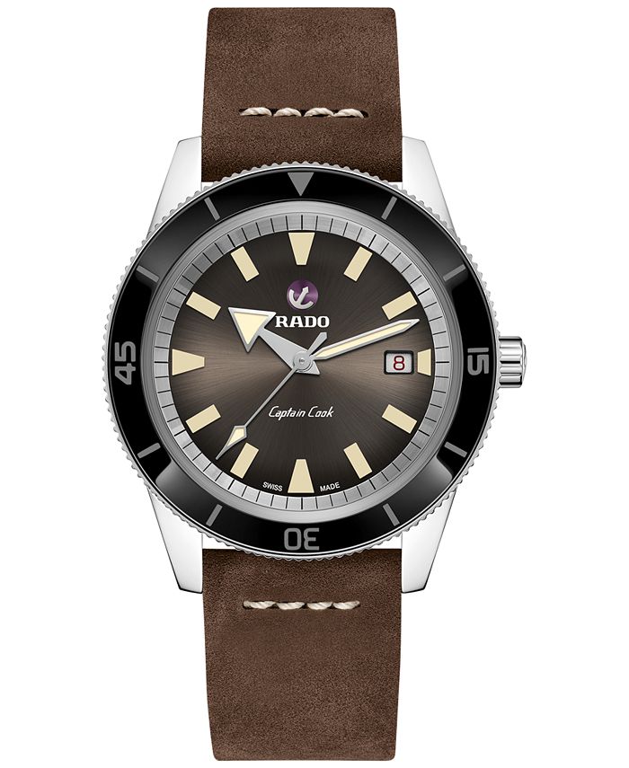 Rado - Men's Swiss Automatic Traditional Brown Leather Strap Watch 42mm