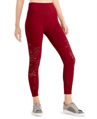 Ideology Womens Perforated Ankle Leggings Pink Size Large main image 1