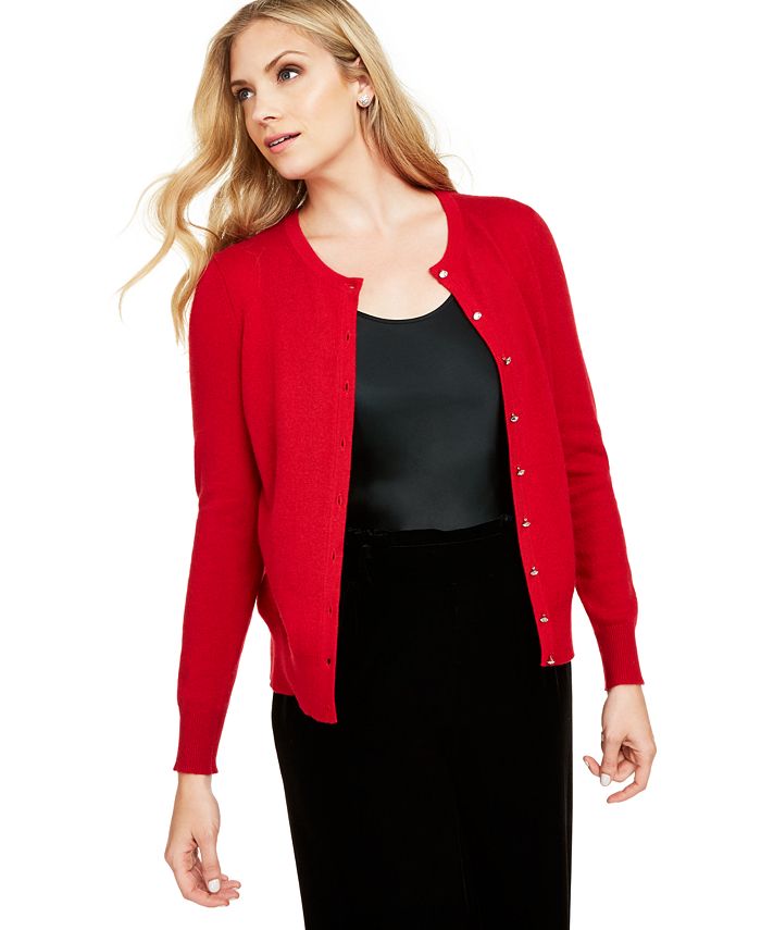 Charter Club Cashmere CrystalButton Cardigan, Regular & Petite Sizes