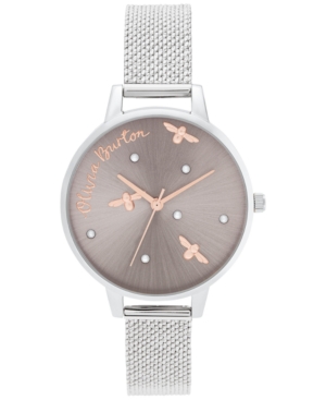 image of Olivia Burton Women-s Pearly Queen Stainless Steel Mesh Bracelet Watch 34mm