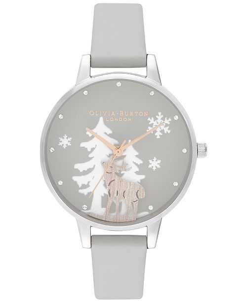 Olivia Burton Women S Winter Wonderland Gray Strap Watch 30mm