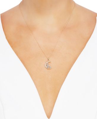 Swiss Blue Topaz (3/8 ct. t.w.) & White Topaz (1/6 ct. t.w.) Scatter Crescent Moon 18" Pendant Necklace in 14k Gold