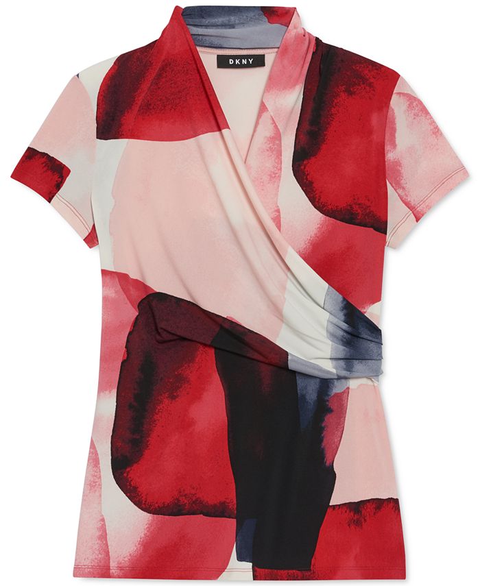 DKNY Printed SurpliceNeck Top Macy's