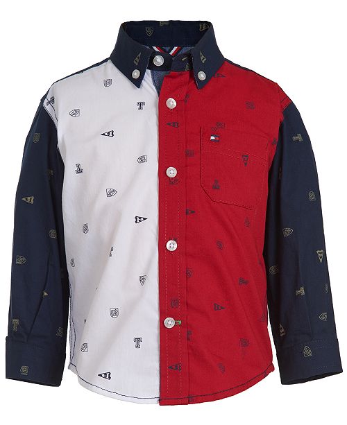 Tommy Hilfiger Baby Boys Cotton Colorblocked Printed Shirt