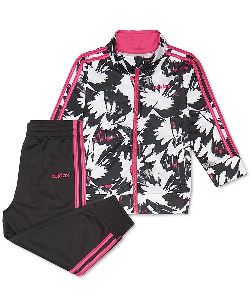 Adidas Little Girls 2 Pc Printed Jacket Pants Tricot Track Set