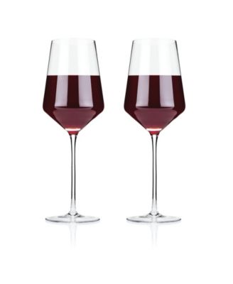Raye Angled Crystal Bordeaux Wine Glasses, Set of 2, 16 Oz
