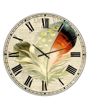 Designart Colorful Elegant Feather Iv Large Cottage Wall Clock - 36