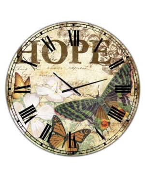 Designart Inspirational Butterflies Hope Large Cottage Wall Clock - 36