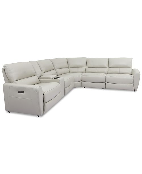 Furniture Danvors 6 Pc Leather Sectional Sofa With 2 Power