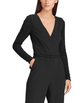 Lauren Ralph Lauren Lace-Panel Jersey Jumpsuit	