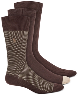 image of Polo Ralph Lauren Men-s Birdseye Dress Socks, 3 Pack