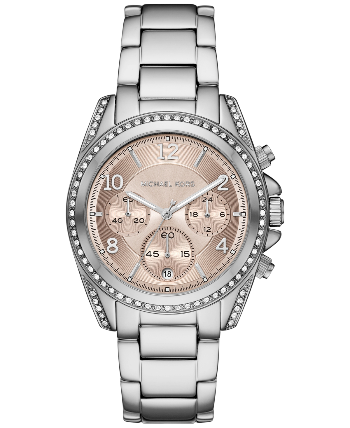 Michael Kors Women's Chronograph Blair Stainless Steel Bracelet Watch 39mm In Silver
