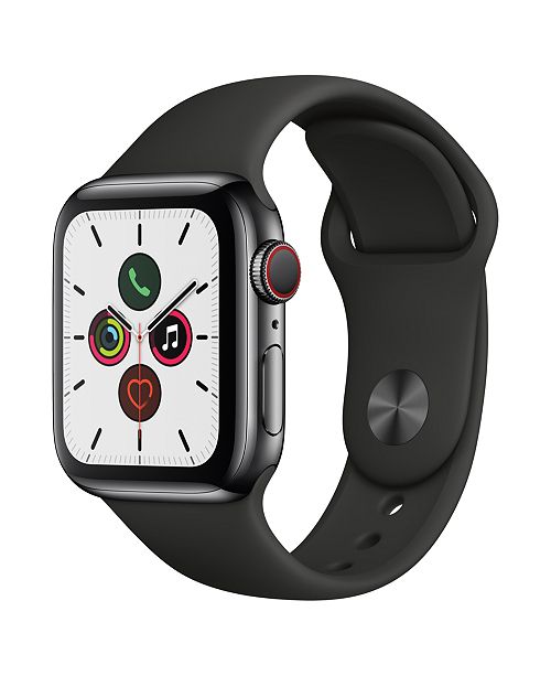Apple Watch Series 5 Gps Cellular 40mm Space Black Stainless Steel Case With Black Sport Band Reviews Apple Macy S